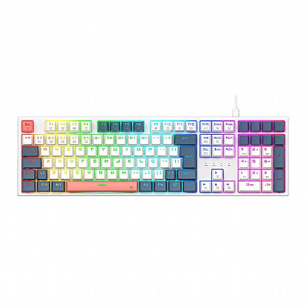 Teclado Mecânico Gamer Redragon Trundle - ABNT2 - Switch Redragon MK II Brown - Keycaps Customizáveis - RGB Chroma Mark II - Branco e Azul - K668WBO-RGB PT-Brown
