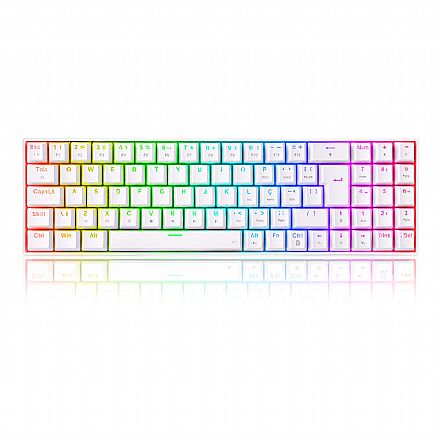 Teclado Mecânico Gamer Redragon Zed Pro Lunar White - ABNT2 - Compacto 78% - Iluminação RGB - Switch Brown - Branco - K627P-WS-W PT-Brown