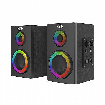 Caixa de Som Gamer Redragon Orchestra - 12W - LED Configurável - Clear Bass - Conexão P2 - Preto - GS811