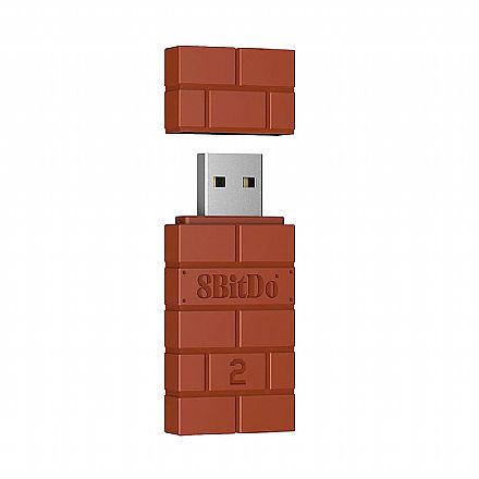 Adaptador 8BitDo Wireless 2 - USB - Controles Bluetooth - Marrom - 83DC01