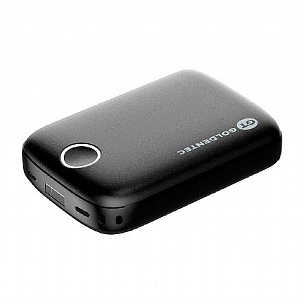 Power Bank Carregador Portátil Universal Goldentec 44297 - 10000 mAh - Carregamento Rápido - USB-C e USB - Preto