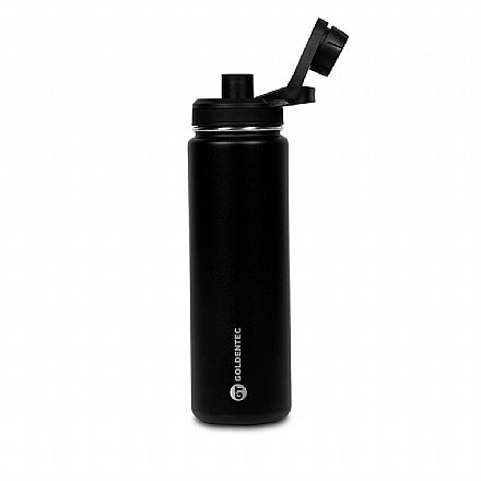 Garrafa Térmica Goldentec Colors - 500ml - Inox - Quente ou Frio por ate 24h - BPA Free - com Bico - Preto - 60194