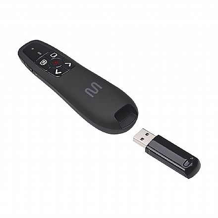 Apresentador de Slides Multilaser PS200 - Controle sem Fio com Laser - Alcance de 30 Metros - Preto - AC385
