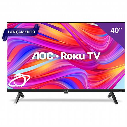 TV 40" AOC Roku 40S5045/78G - Smart TV - Full HD - Wi-Fi - HDMI / USB - Design sem Bordas - Compatível com Casa Inteligente