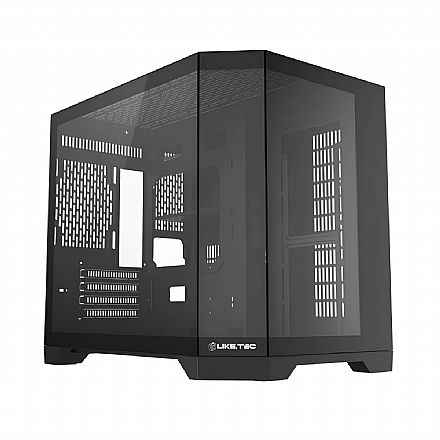 Gabinete Aquário Gamer LikeTec Ilusion Dark - Lateral e Frontal em Vidro Temperado - USB 3.0 - Preto - LC-CB2X2-ILUSION-2112