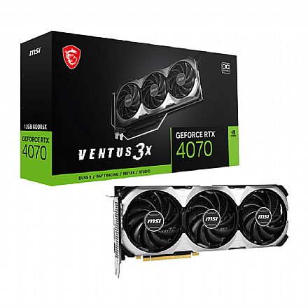 Placa de Vídeo GeForce RTX 4070 12GB GDDR6 192bits - MSI - Ventus 3X E1 OC Edition - 912-V512-027