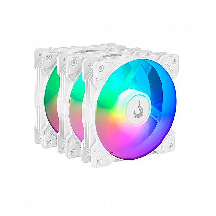 Kit 3 Coolers 120mm Rise Mode X - LED ARGB - Branco - RM-XLD-02-ARGB