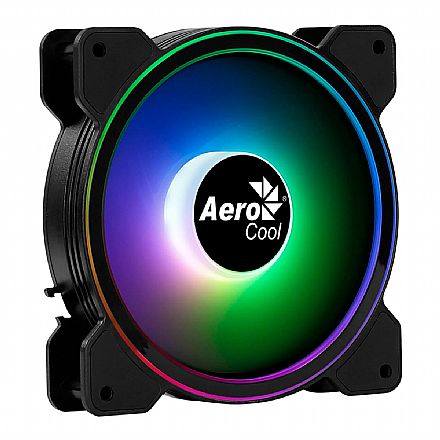 Cooler 120mm Aerocool Saturn 12F ARGB - 1000 RPM - RGB Sincronizável - Baixo Nível de Ruído - Preto - 73852