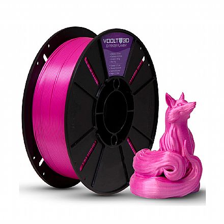 Filamento Para Impressora 3D - PLA Rosa V-Silk - 1Kg - 1,75mm - Voolt3D - PL-RS-SK-1