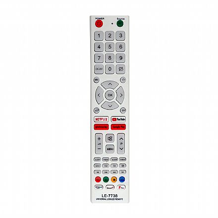 Controle Remoto Universal para Smart TV - Compatível com as Principais Marcas - Branco - 22701