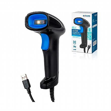 Leitor de Código de Barras e QR Code - Exbom LCB-Q210 - USB - Lê produtos e NFe - 2D - Preto