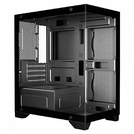 Gabinete Gamer Aquário K-Mex Micro Poseidon 01F9 - Vidro Temperado - Micro ATX - Preto - CG01F9RH001CB0X
