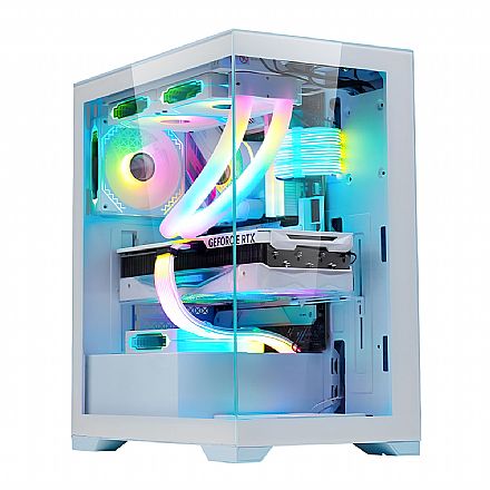Gabinete Gamer Aquário K-Mex Micro Poseidon W1F9 - Vidro Temperado - Micro ATX - Branco - CGW1F9RH002CB0X