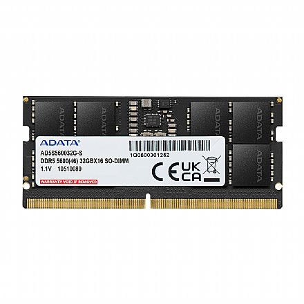 Memória SODIMM 32GB DDR5 5600MHz Adata - para Notebook - AD5S560032G-S