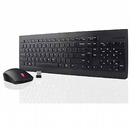 Kit Teclado e Mouse sem Fio Lenovo Essential - ABNT2 - Wireless 2.4GHz - 1600dpi - Preto - 4X31N50713