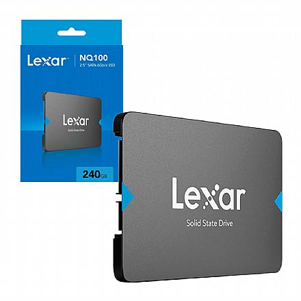 SSD 480GB Lexar NQ100 - SATA - Leitura 550MB/s - LNQ100X480G-RNNNU