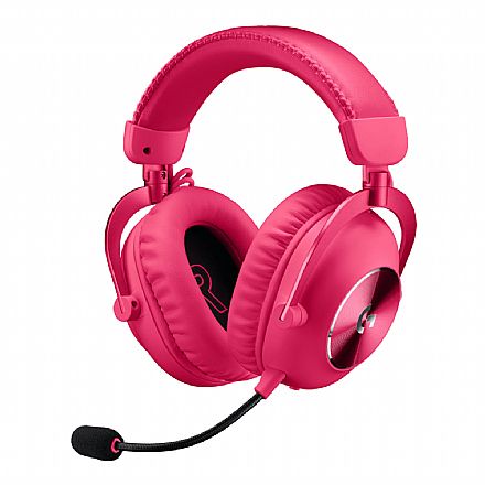 Headset Gamer sem Fio Logitech G Pro X 2 Lightspeed - G HUB - Drivers Grafeno 50mm - 50h de Bateria - Receptor Lightspeed, Bluetooth e 3.5mm - PC e Playstation - Magenta - 981-001274