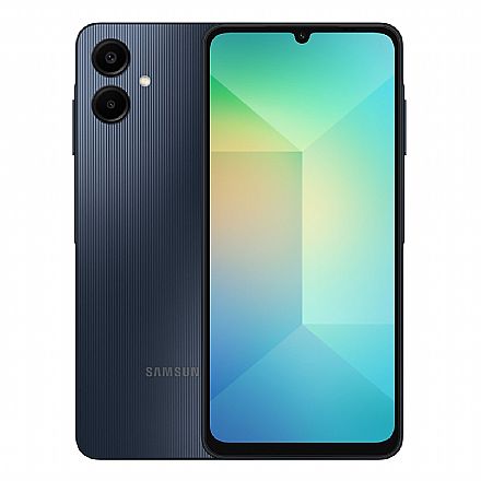Smartphone Samsung Galaxy A06 - Tela 6.7", 128GB, 4GB RAM, Dual Chip 4G, Câmera 52MP + Selfie 8MP, Octa Core - Azul Escuro - SM-A065M/DS