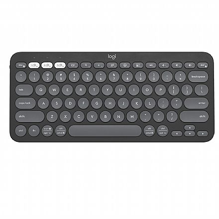 Teclado sem Fio Logitech Pebble Keys 2 K380S - Padrao US - Grafite - Bluetooth - Logi Bolt - 920-011789