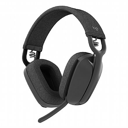 Headset Gamer sem Fio Logitech Zone Vibe 100 - G HUB - Drivers 40mm - Cancelamento de Ruído - Receptor Lightspeed e Bluetooth - Grafite - 981-001214
