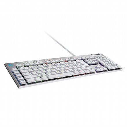Teclado Mecânico Gamer Logitech G815 - G HUB - Padrão US - Iluminação Lightsync RGB - Switch GL Tactile Marrom - Branco - 920-011354