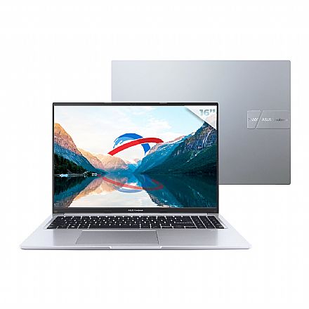 Notebook Asus Vivobook 16 X1605VA-MB741W - Intel i7 1355U, RAM 16GB, SSD 512GB, Tela 16" Full HD IPS, Windows 11 - Cool Silver