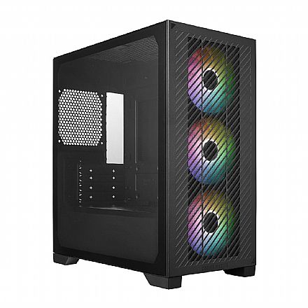 Gabinete Cooler Master Elite 301 - Vidro Temperado - 3 x Fan 120mm ARGB - Mid-Tower - Preto - E301-KGNN-S00