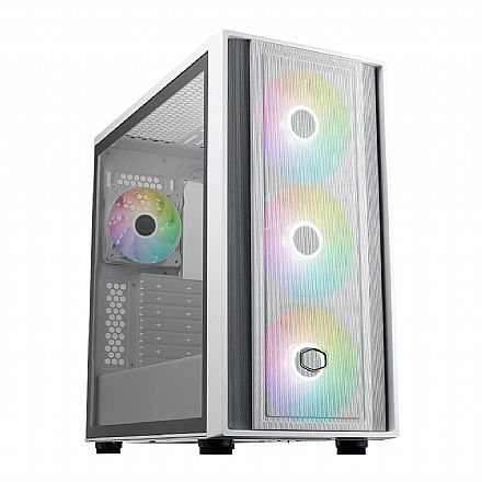 Gabinete Cooler Master Masterbox 600 - 3 Fans ARGB com Controladora - Vidro Temperado - Mid-Tower - Branco - MB600-WGNN-S00