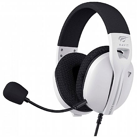 Headset Gamer Havit Fuxi H5D - Drivers 50mm - Microfone - Conexão P2 - Branco e Preto - HVGMH-FUXI-H5D-WB