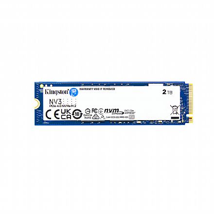 SSD M.2 2TB Kingston NV3 - NVMe - PCIe 4.0 - Leitura 6.000MB/s - Gravação 5.000MB/s - SNV3S/2000G