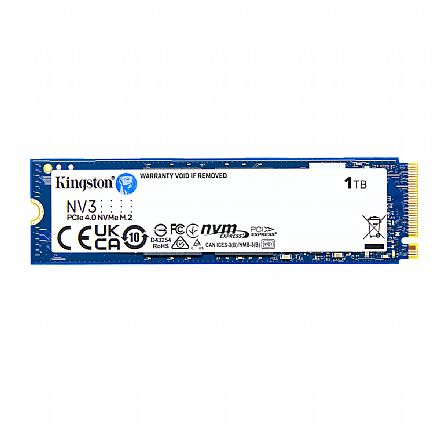 SSD M.2 1TB Kingston - NVMe - Leitura 6000MB/s - Gravação 4000MB/s - SNV3S/1000G