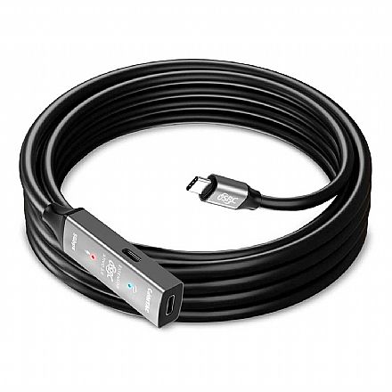 Cabo Extensor USB-C 3.0 Ativo com Amplificador de Sinal - 5 metros - Preto - Comtac - 20129421
