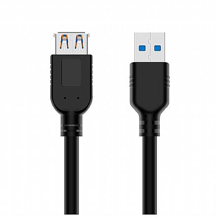 Cabo Extensor USB 3.0 - 3 metros - 5Gbps - Preto - PlusCable USBAF3030