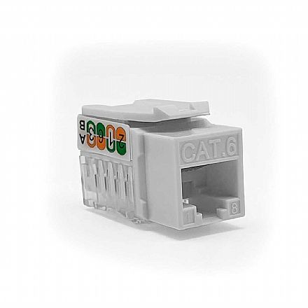 Conector Fêmea RJ45 Cat 6 - Keystone - UTP - 180 Graus - PlusCable - Branco - LA-K60