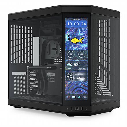Gabinete Gamer Aquário Hyte Y70 - Tela Touch 15" - Até 10 Fans - Câmara Dupla - Cabo Riser Incluso - Mid Tower - CS-HYTE-Y70TTI-BB