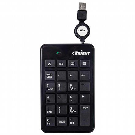 Teclado Numérico Bright 0134 - USB - Cabo Retrátil - Preto