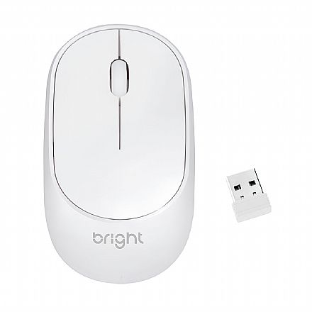 Mouse sem Fio Bright MS001 - 2.4GHz - 1600dpi - Branco