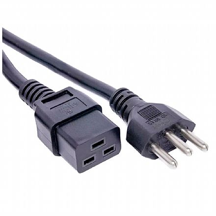 Cabo de Força 1,8 metros IEC C19 - Tripolar - Padrão 3 pinos - 2,5mm / 20A - para Fontes até 1500W