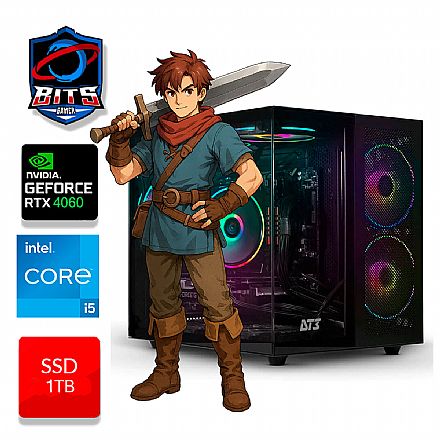 PC Gamer Bits 2025 - Intel Core i5 12400F, 16GB RAM, SSD M2 1TB, RTX 4060 8GB - Windows 11 Pro
