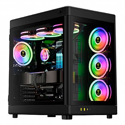 Gabinete Gamer Aquário Gamdias Neso P1B - Vidro Temperado - Design Modular - Horizontal ou Vertical - E-ATX Full Tower - Preto