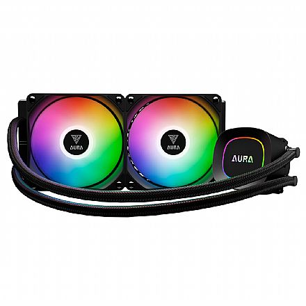Water Cooler Gamdias Aura GL240 Lite (AMD / Intel) - 240mm - Iluminação ARGB - Preto