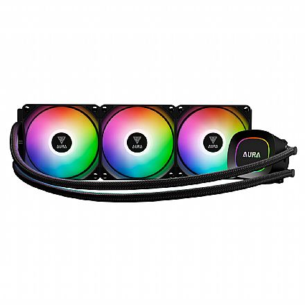 Water Cooler Gamdias Aura GL360 Lite (AMD / Intel) - 360mm - Iluminação ARGB - Preto