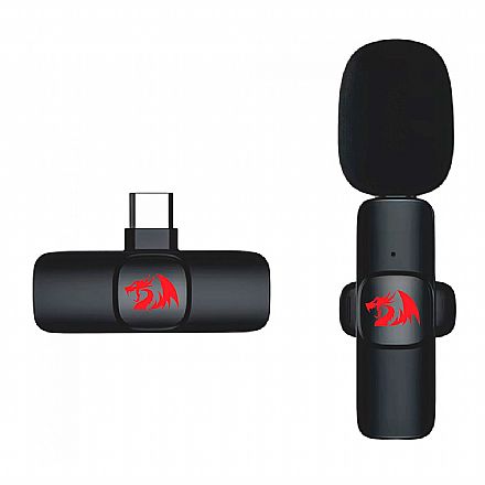 Microfone de Lapela Redragon Athan - Sem Fio - USB-C - Preto - GM93