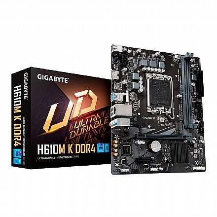Placa Mãe Gigabyte H610M-K DDR4 (LGA 1700 - DDR4 3200) - Chipset H610 - USB 3.2 - PCIe 4.0 - Slot M.2 - Micro ATX