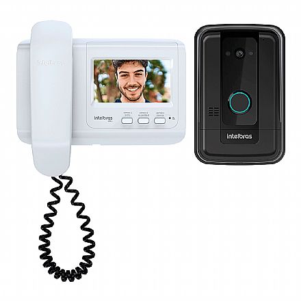 Kit Vídeo Porteiro Intelbras IVR 4 - Tela LCD 4,3" - Câmera de 100° - Abre até 2 Fechaduras - 4520018