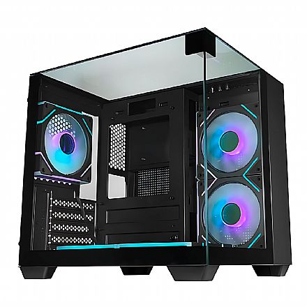 Gabinete Gamer Aquário K-Mex Visão Infinita 2 - Vidro Temperado - Micro ATX - Preto - CG01X2RH001CB0X