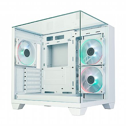 Gabinete Gamer Aquário K-Mex Visão Infinita 2 - Vidro Temperado - Micro ATX - Branco - CGW1X2RH002CB0X