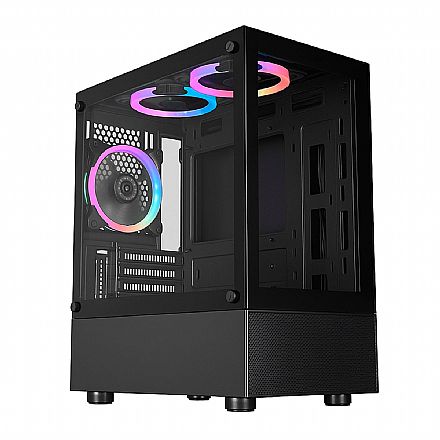 Gabinete Gamer Aquário K-Mex Medusa - Vidro Temperado - Micro ATX - Preto - CG01TWRH001CB0X