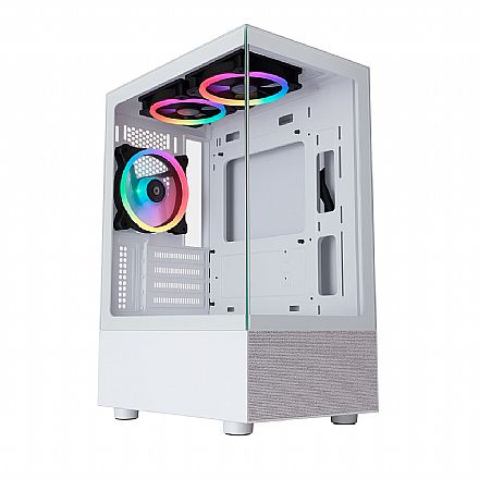 Gabinete Gamer Aquário K-Mex Medusa - Vidro Temperado - Micro ATX - Branco - CGW1TWRH002CB0X
