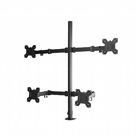 Suporte para 4 Monitores / TVs até 32" - Morsa - com Regulagem de Altura e Ângulo - Padrão VESA - Pix PX-200M